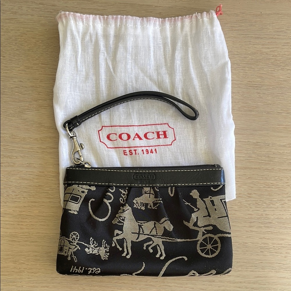 Coach Black Wristlet with Iconic Design